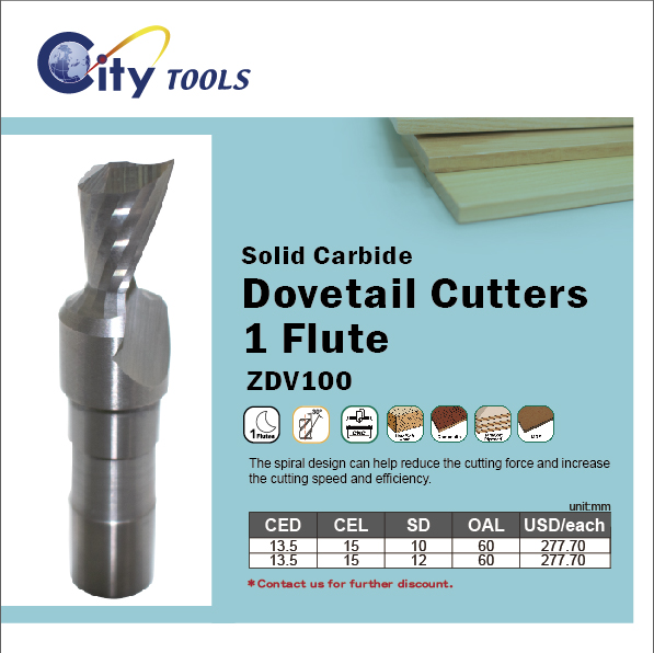 Solid Carbide Dovetail Cutters 1 Flute